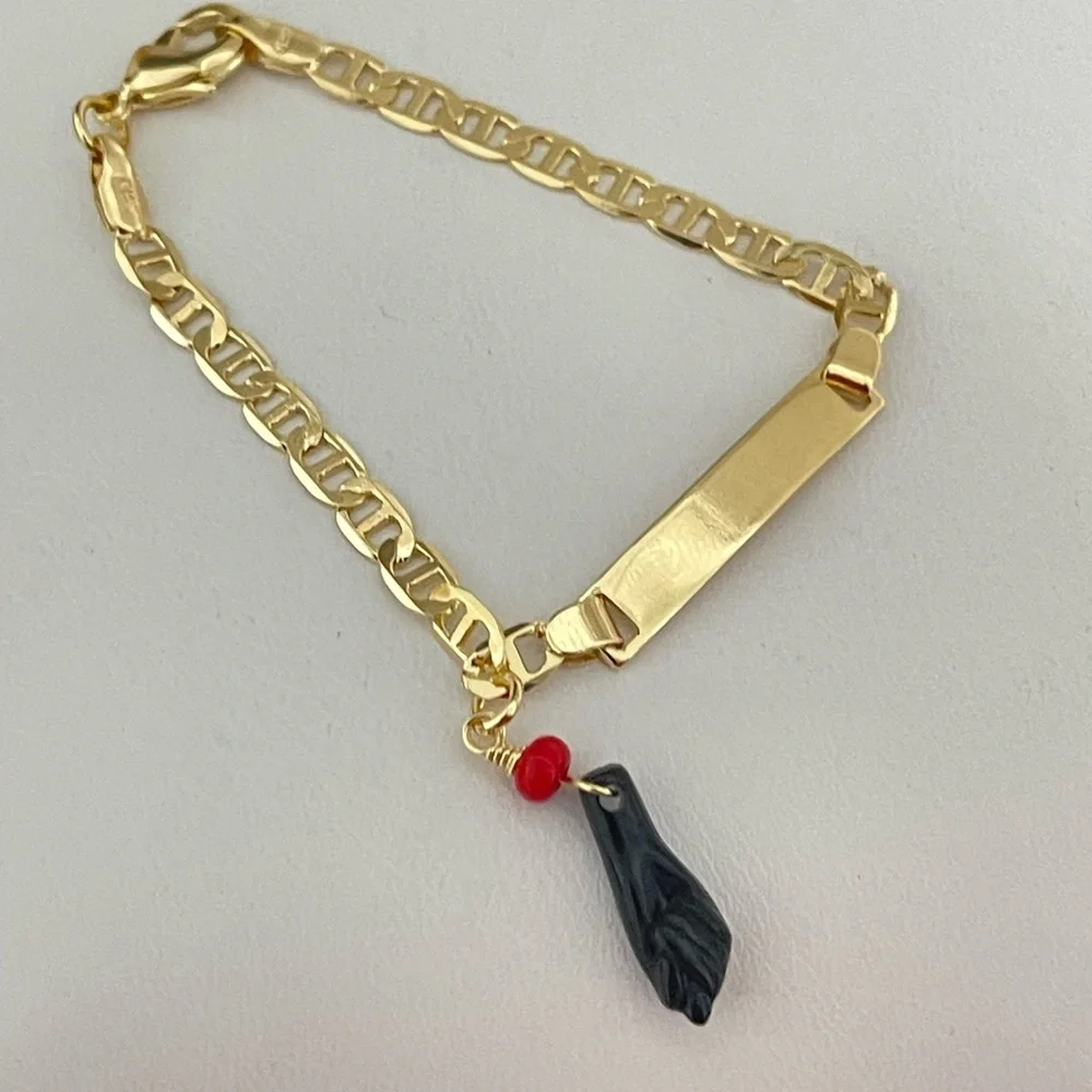 18k Gold Filled Children Azabache Mariner Bracelet